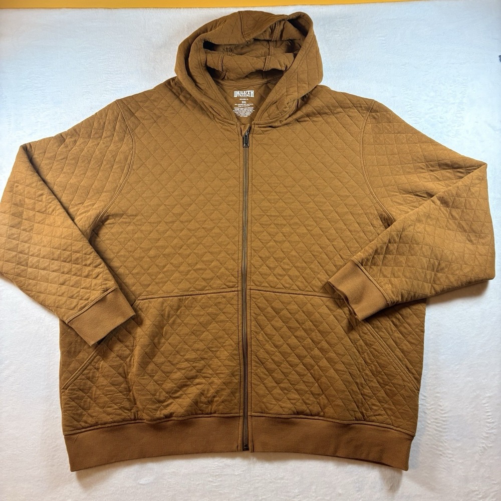 Duluth Trading Men's Powderhorn Full Zip Hoodie Quilted 3XL XXXL Camel Brown